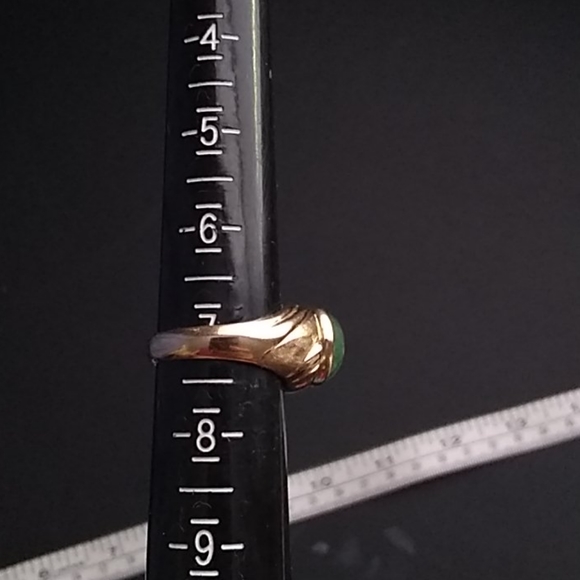 14K JADE / DIAMOND RING - Picture 6 of 8